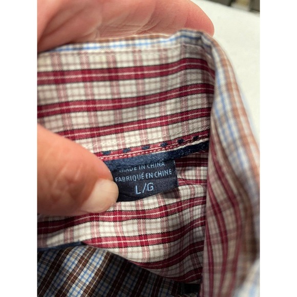 Joseph Abboud Size L Men's Plaid Button Down Shirt Flip Cuff Long Sleeve - Picture 5 of 10